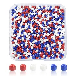 Mixed Color 55.5G 3 Colors 8/0 Glass Seed Beads, Opaque Colours Seed, Round, Small Craft Beads for Independence Day, Mixed Color, 3mm, Hole: 1mm, 18.5g/color