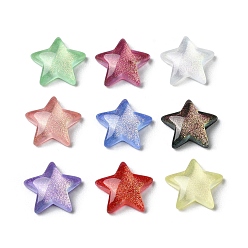 Mixed Color K9 Glass Cabochons, with Glitter Powder, Star, Mixed Color, 10x10.5x3mm