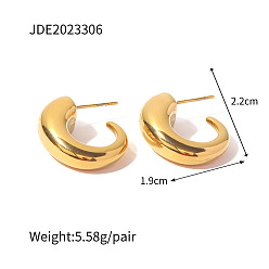 JDE2023306 18K Gold Irregular Shape Earrings, Fashionable and Simple Stacked High-end Ear Cuff with C-shaped Hopo Studs Jewelry