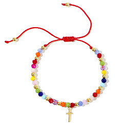 Разноцветный Браслеты из стеклянных бусин в богемном стиле для женщин, крестик, красочный