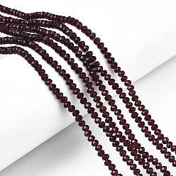 Purple Glass Beads Strands, Faceted, Rondelle, Purple, 3.5x3mm, Hole: 0.4mm, about 123~127pcs/strand, 13.78 inch~14.17 inch(35~36cm)