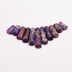 Indigo Natural Imperial Jasper Beads Strands, Graduated Fan Pendants, Focal Beads, Dyed, Indigo, 15~39x9~10x5~5.5mm, Hole: 1.5mm, 11pcs/strand, 3.54 inch
