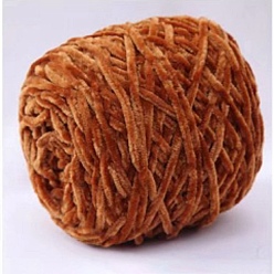 Chocolate Wool Chenille Yarn, Velvet Cotton Hand Knitting Threads, for Baby Sweater Scarf Fabric Needlework Craft, Chocolate, 5mm, 95~100g/skein