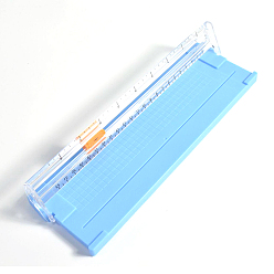 Light Sky Blue Plastic Mini Paper Cutter, for Scrapbooking & Paper Crafts, Rectangle with Scale, Light Sky Blue, 27x8.5x2.5cm