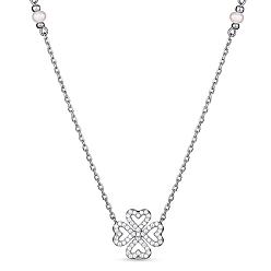 Silver TINYSAND Clover 925 Sterling Silver Cubic Zirconia Pendant Necklaces, Silver, 16.27 inch