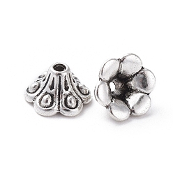 Antique Silver Tibetan Style Bell Filigree Bead Caps, Cadmium Free & Lead Free, Flower, Antique Silver, 9x5mm, Hole: 1.5mm