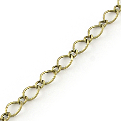 Antique Bronze Iron Figaro Chains, Curb Chains, with Spool, Soldered, Antique Bronze, 5.7x3.8x0.5mm, about 328.08 Feet(100m)/roll