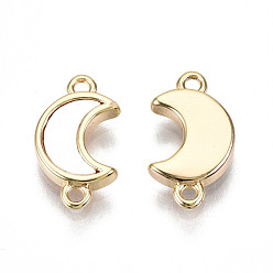Real 18K Gold Plated Brass Links Connectors, with White Sea Shell, Nickel Free, Moon, Real 18K Gold Plated, 12x7x2mm, Hole: 1.2mm
