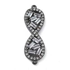 Черный Цвет Металла Стойка покрытие латунь прозрачный кубический цирконий бесконечность соединительные подвески, долговечный, без свинца и без кадмия, металлический черный , 26.5x8.5x4 мм, отверстие : 0.8 мм