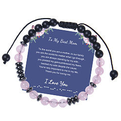 To My Mom - Morse Code Bracelet (with Card) Personalized Morse Code Bracelet with Pink Crystal Beads for Daughter