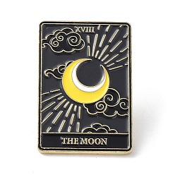 Black Fashion Tarot Card Enamel Pin, Alloy Enamel Brooch, Golden, The Moon XVIII, 30.5x21x10mm, Pin: 1mm