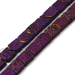 Purple Plated Electroplated Natural Lava Rock Beads Strands, Arrow, Purple Plated, 8~8.5x7x2.5mm, Hole: 0.9mm, about 56pcs/strand, 16.14''(41cm)