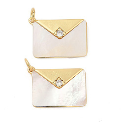 Настоящее золото 18K Латунные микро проложить кубического циркония подвески, с оболочкой, письмо амулеты, без кадмия и без свинца, прочное покрытие, стойки покрытие, реальный 18 k позолоченный, 14.5x18.5x2 мм, отверстие : 3.5 мм