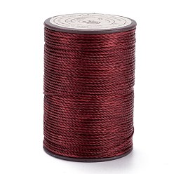 Brown Round Waxed Polyester Thread String, Micro Macrame Cord, Twisted Cord, for Leather Sewing Stitching, Brown, 0.8mm, about 54.68 Yards(50m)/Roll