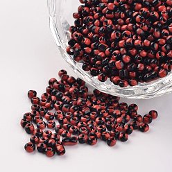 Red 8/0 Opaque Colours Seep Glass Beads, Round Seed Beads, FireBrick, 2.5~3x2~3mm, Hole: 0.8mm, about 15000pcs/450g