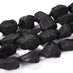 Natural Gemstone Rough Raw Natural Black Spinel Beads Strands, Nuggets, 12~16x9.5~11x6~8.5mm, Hole: 0.8mm, about 28~30pcs/strand, 16.34''(41.5cm)