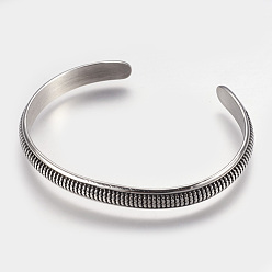 Antique Silver 304 Stainless Steel Cuff Bangles, Antique Silver, 1-3/4 inchx2-1/4 inch(45x57mm)