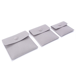 Light Grey Velvet Jewelry Pouches, Jewelry Gift Bags with Snap Button, for Ring Necklace Earring Bracelet Storage, Square, Light Grey, 7x7cm