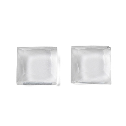 Clear Glass Cabochons, Flat Back, Faceted, Square, Clear, 10x10x3mm