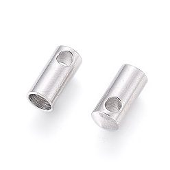 Stainless Steel Color 304 Stainless Steel Cord Ends, End Caps, Column, Stainless Steel Color, 8.5x3.8mm, Hole: 1.6mm, Inner Diameter: 3mm