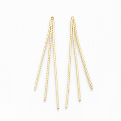 Real 18K Gold Plated Brass Chain Tassel Big Pendants, Nickel Free, Real 18K Gold Plated, 62x3mm, Hole: 1.2mm