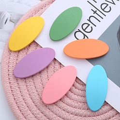 (52) Непрозрачная лаванда Матовые пластиковые заколки для волос, с металлическим зажимом, для женщин и девушек, овальные, разноцветные, 56x26 мм