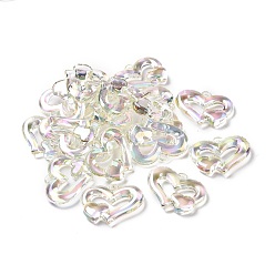 Pale Green UV Plating Rainbow Iridescent Acrylic Pendant, Heart Charm, Pale Green, 34x27x6mm, Hole: 2.8mm