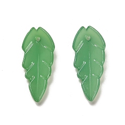 Medium Sea Green Translucent Acrylic Pendants, Leaf, Medium Sea Green, 23.5x10.5x4mm, Hole: 1.4mm