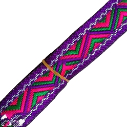 Purple 7M Ethnic Style Polyester Jacquard Triangle Ribbon, Purple, 3/4 inch(20mm), about 7.66 Yards(7m)/Roll