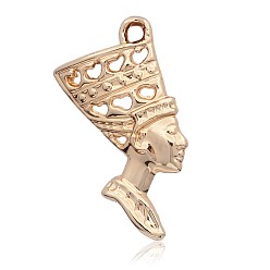 Rose Gold Unfading Golden Tone Alloy Pendants, Egyptian Queen, Rose Gold, 40x19x3mm, Hole: 2.5mm