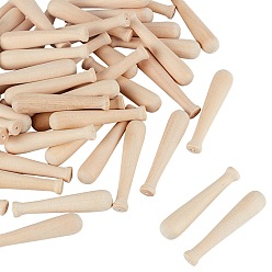 BurlyWood Unfinished Mini Natural Wooden Half Drilled Beads, Baseball Bat, for DIY Keychain Decoration Accessories, BurlyWood, 47x10mm, Hole: 1mm, 50pcs