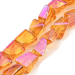 Dark Orange Full Rainbow Plated Electroplate Transparent Glass Beads Strands, Faceted Polygon, Dark Orange, 8x7x5mm, Hole: 1mm, about 80pcs/strand, 25.04 inch(63.6cm)