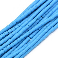 Темно-Голубой Окрашенные синтетические бирюзовые бусы нити, колонка, глубокое синее небо, 2~2.5x2 мм, отверстие : 0.5 мм, около 42~45 шт / нитка, 13.19''~13.39'' (33.5~34 см)
