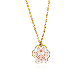 XL115 Colorful Smiling Cat Paw Pendant Necklace - Fashionable and Cute Jewelry for Best Friends