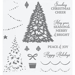 Christmas Tree Clear Silicone Stamps, for DIY Scrapbooking, Photo Album Decorative, Cards Making, Christmas Tree, 140x140mm