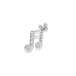 Crystal Platinum Alloy Rhinestone Brooches, Musical Note & Butterfly Pins, Crystal, 18x20mm