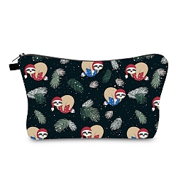 Sloth Sac de rangement de maquillage imperméable en polyester de Noël, trousse de toilette de voyage multifonctionnelle, pochette avec fermeture éclair pour femme, la paresse, 22x13.5 cm