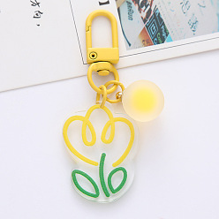 Yellow tulip Colorful Tulip Flower Keychain Pendant Acrylic Accessory Decoration for Earphone Case Bag