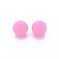 Hot Pink Opaque Acrylic Beads, Frosted, No Hole, Round, Hot Pink, 8mm, about 1600pcs/500g