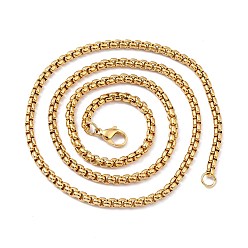 Золотой 304 из нержавеющей стали коробки цепи ожерелья, с карабин-лобстерами , золотые, 21.65 дюйм (55 см), 3.5 мм