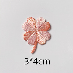 Pink Computerized Embroidery Cloth Self-Adhesive/Sew on Patches, Costume Accessories, Clover, Pink, 40x30mm