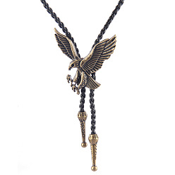 Eagle Antique Bronze Alloy Pendants Lariat Necklaces, Bolo Tie, Eagle, 39.37 inch(100cm)
