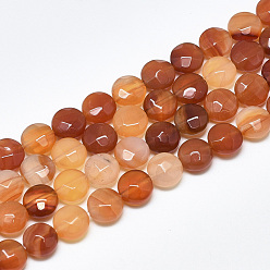 Carnelian Natural Carnelian Beads Strands, Faceted, Flat Round, 8~8.5x4.5~5mm, Hole: 1mm, about 25pcs/strand, 7.8 inch