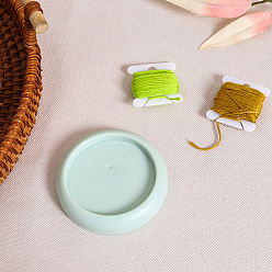 Pale Turquoise Magnetic Needle Storage Case, Stitching Sewing Pin Plastic Box, Flat Round, Pale Turquoise, 70mm