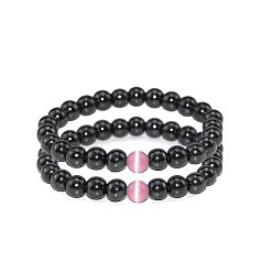 Set 3 Colorful Cat Eye Stone Obsidian Bead Bracelet for Couples and Yoga Energy Stones