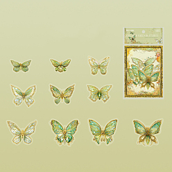 Green 20Pcs PET Self Adhesive Butterfly Decorative Stickers, Waterproof Laser Butterfly Decals for Scrapbooking, Travel Diary Craft, Green, 50~70mm