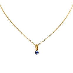 Blue Birthstone Style Cubic Zirconia Diamond Pendant Necklace, with Golden Titanium Steel Chains, Blue, 17.72 inch(45cm)