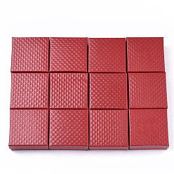 Red Cardboard Jewelry Boxes, for Pendant & Earring & Ring, with Sponge Inside, Square, Red, 7.5x7.5x3.5cm