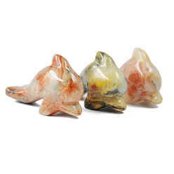 Crazy Agate Natural Crazy Agate Sculpture Display Decorations, for Home Office Desk, Dolphin, 38~41x17.5x26mm