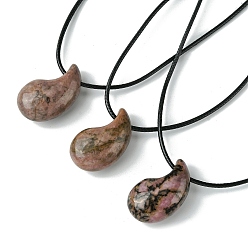 Родонит Естественно родонит кулон ожерелья, воском шнура, Магатама, 14.17~27.95 дюйм (36~71 см)